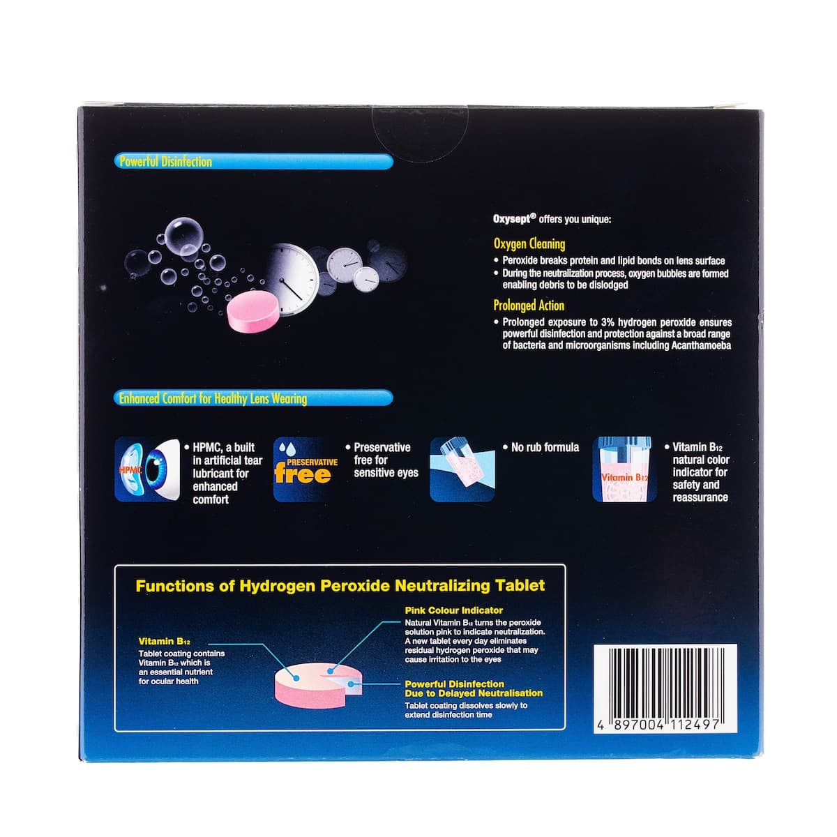 Thumbnail Oxysept Hydrogen Peroxide Disinfecting System 240ml x 3 Plus 72 Tablets