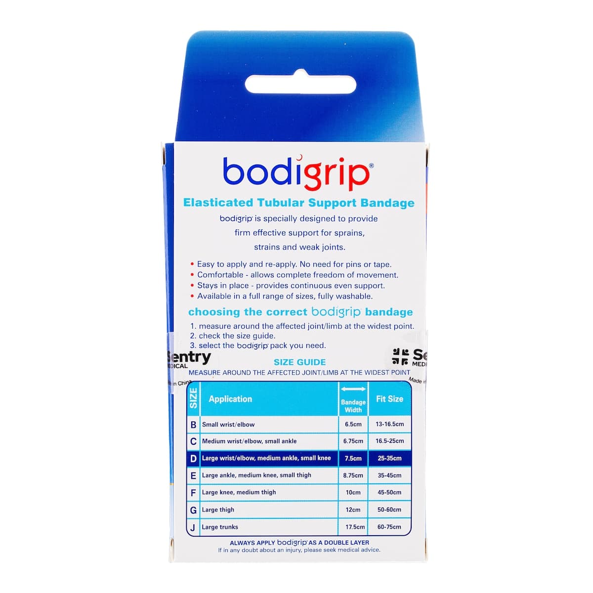 Thumbnail Bodigrip Tubular Support Bandage Size D 7.5cm x 1m