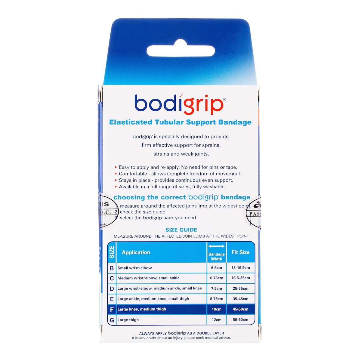 Thumbnail Bodigrip Tubular Support Bandage Size F 10cm x 1m