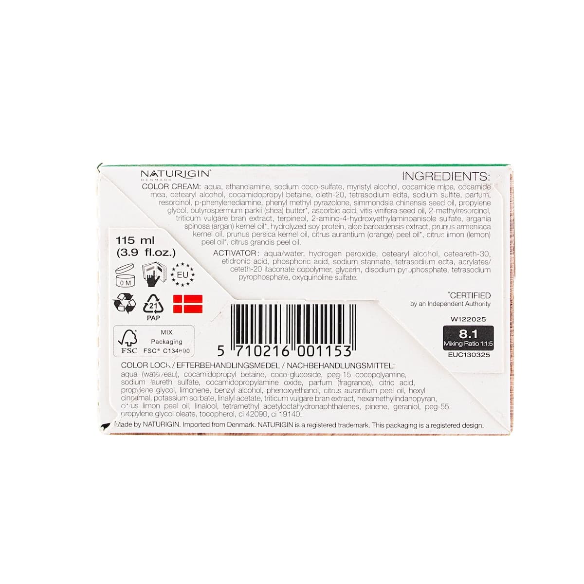 Thumbnail Naturigin 8.1 Light Ash Blonde Natural Permanent Hair Colour