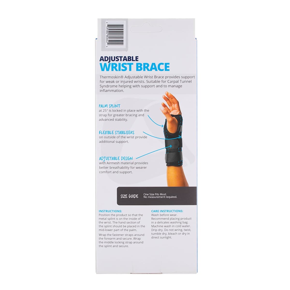 Thumbnail Thermoskin Adjustable Wrist Brace Left Hand One Size