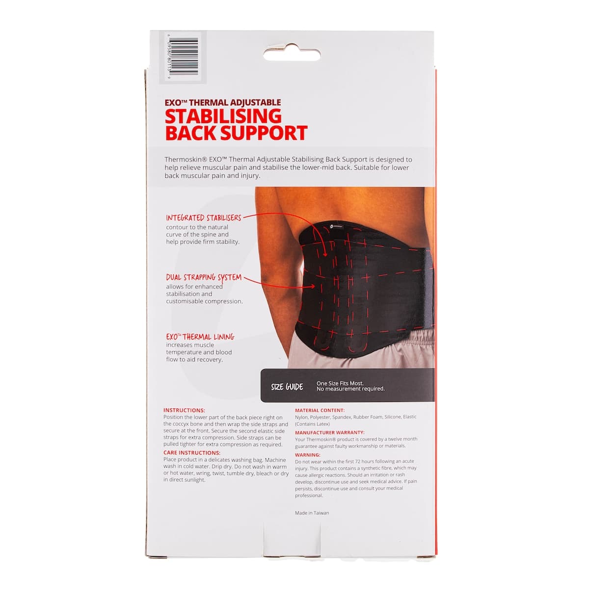 Thumbnail Thermoskin Exo Adjustable Stabilising Back Support One Size