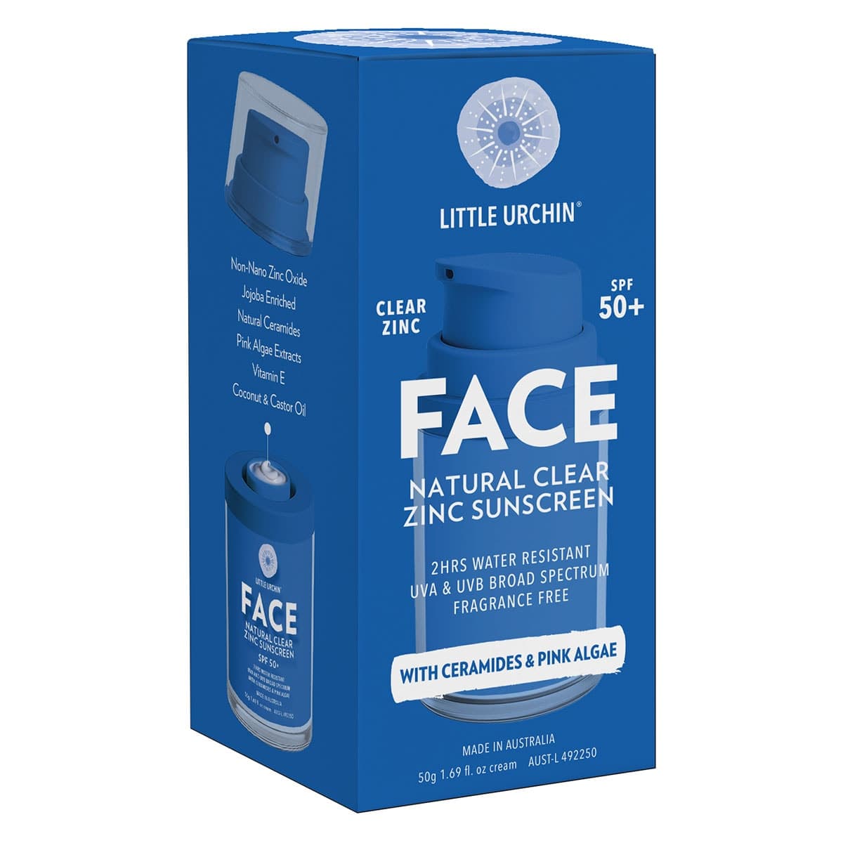 Thumbnail Little Urchin FACE Natural Clear Zinc Sunscreen SPF 50+ - 50g