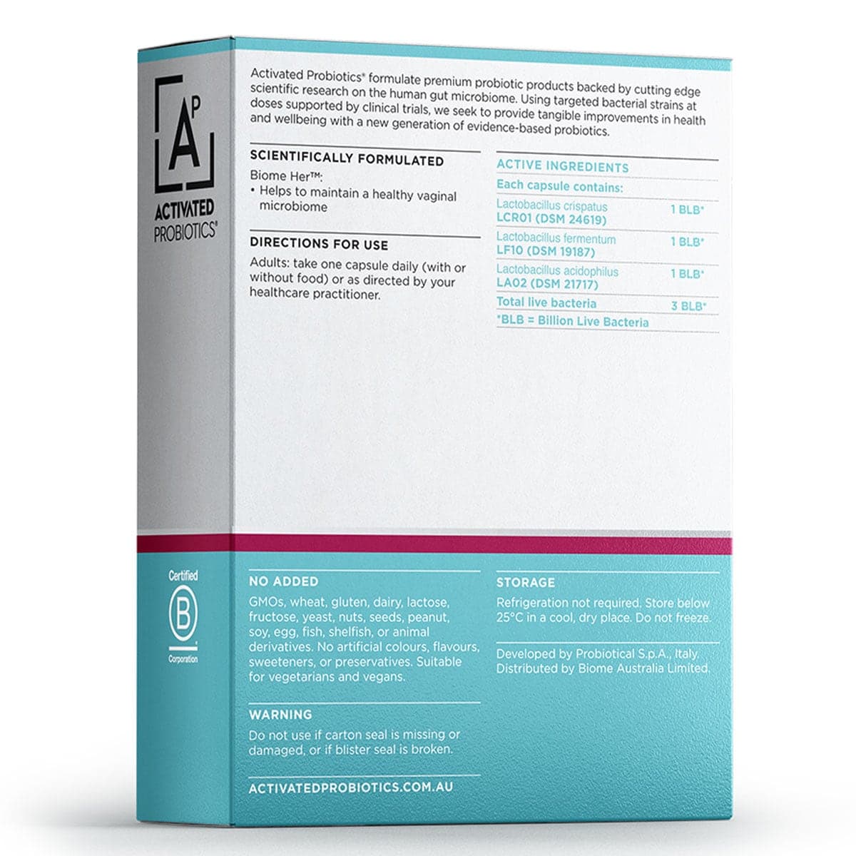 Thumbnail Activated Probiotics Biome Her Probiotic 30 Capsules