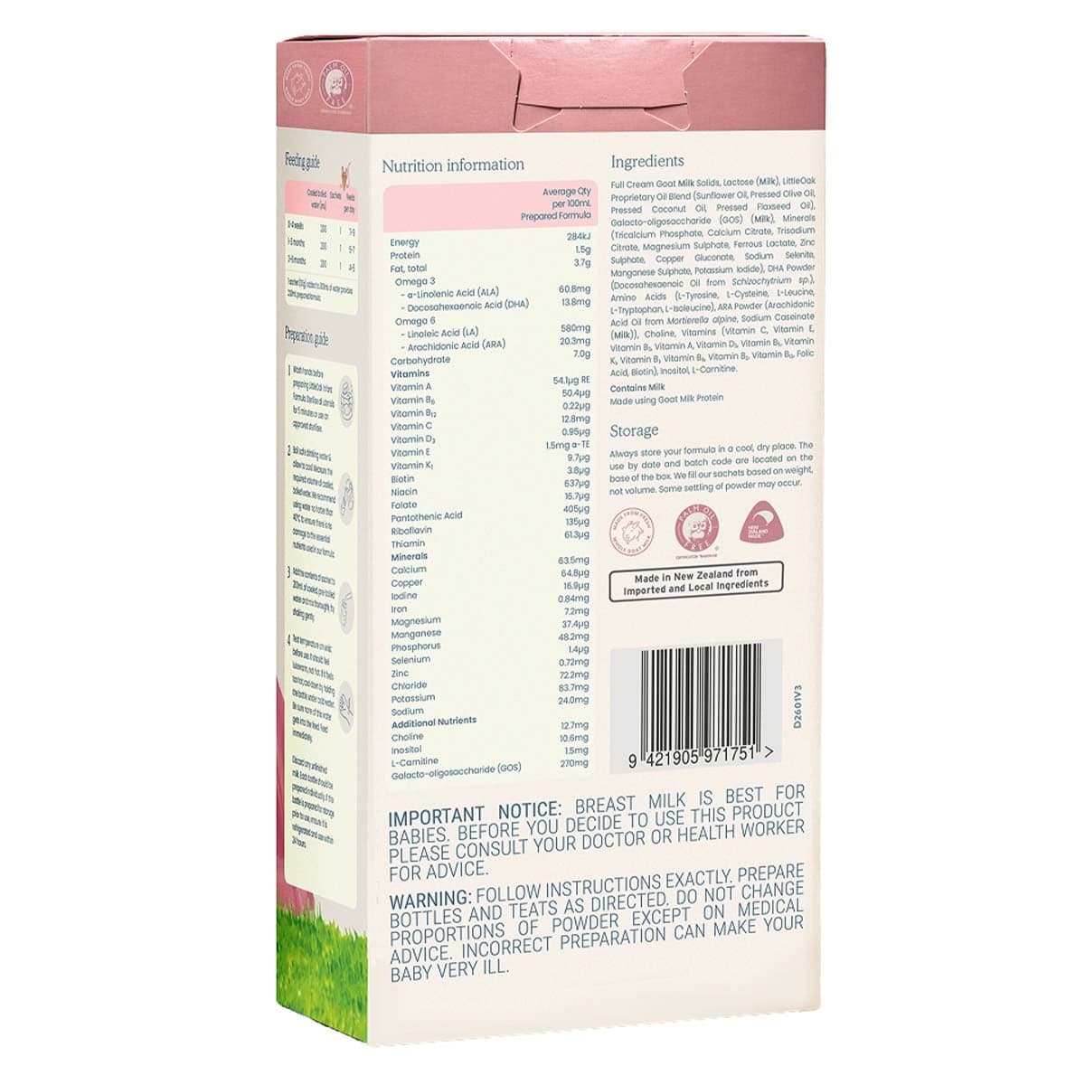 Thumbnail LittleOak Goat's Milk Infant Formula With Olive Oil Stage 1 - 6 x 30g Sachets