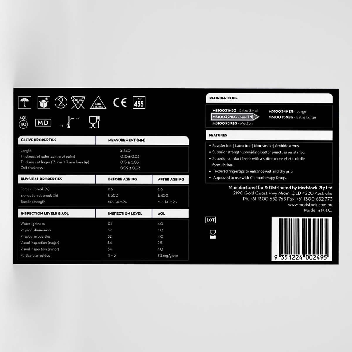 Thumbnail Medstock Black Disposable Nitrile Gloves Small 100 Pack|Box