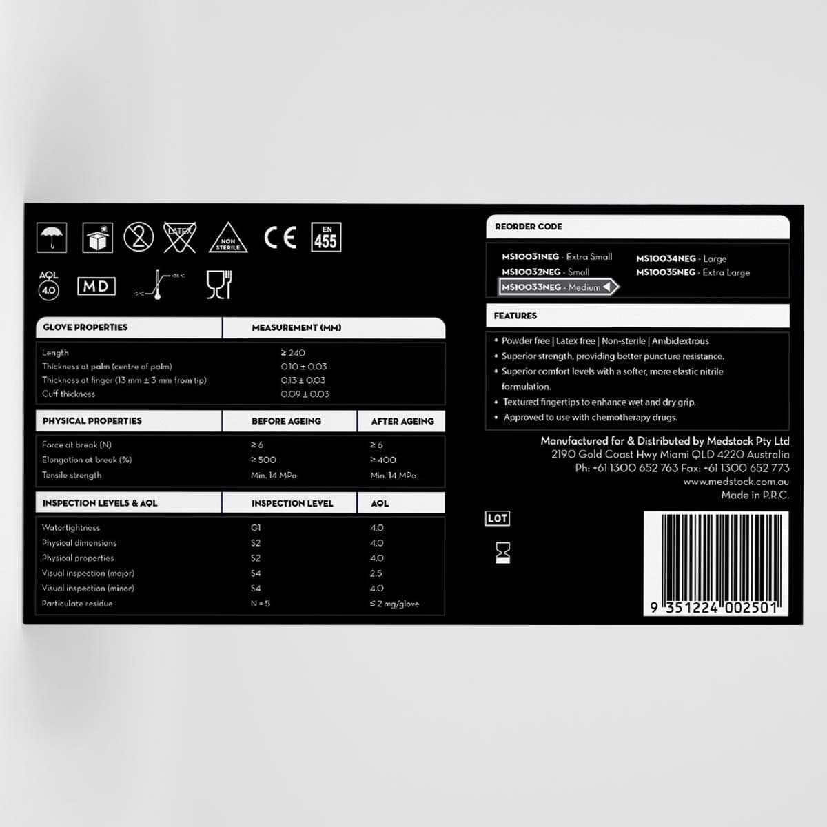 Thumbnail Medstock Black Disposable Nitrile Gloves Medium 100 Pack|Box