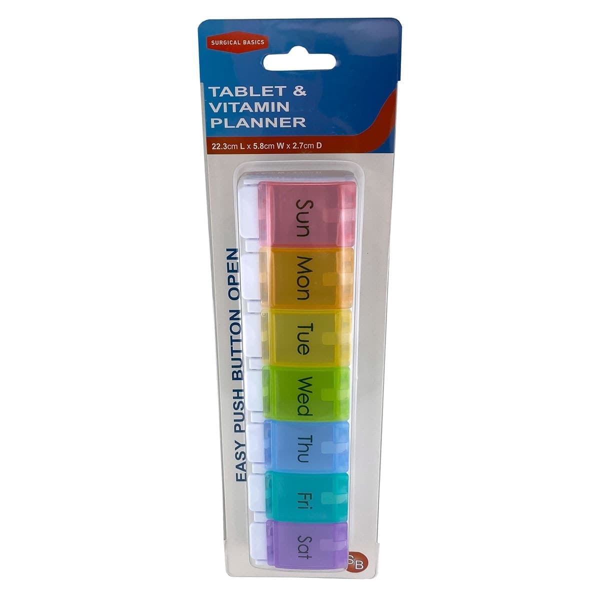 Thumbnail Surgical Basics One a Day Weekly Pill Organiser Large 1 Pack Assorted Colours