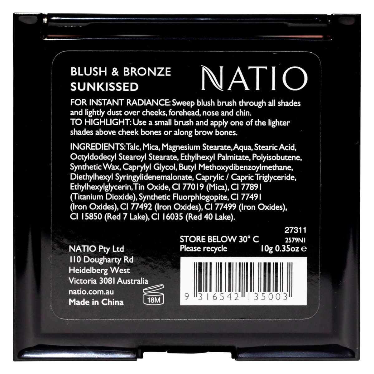Thumbnail Natio Blush & Bronze Palette Sunkissed 10g