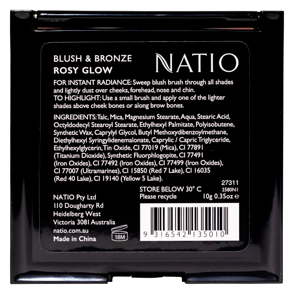 Thumbnail Natio Blush & Bronze Palette Rosy Glow 10g