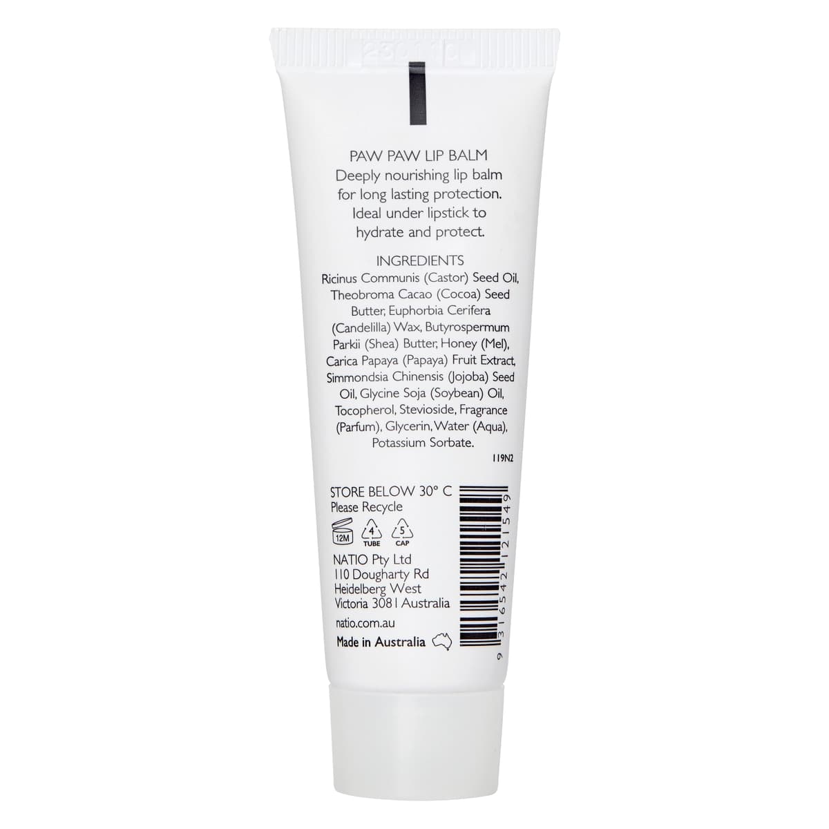 Thumbnail Natio Paw Paw Lip Balm 20ml