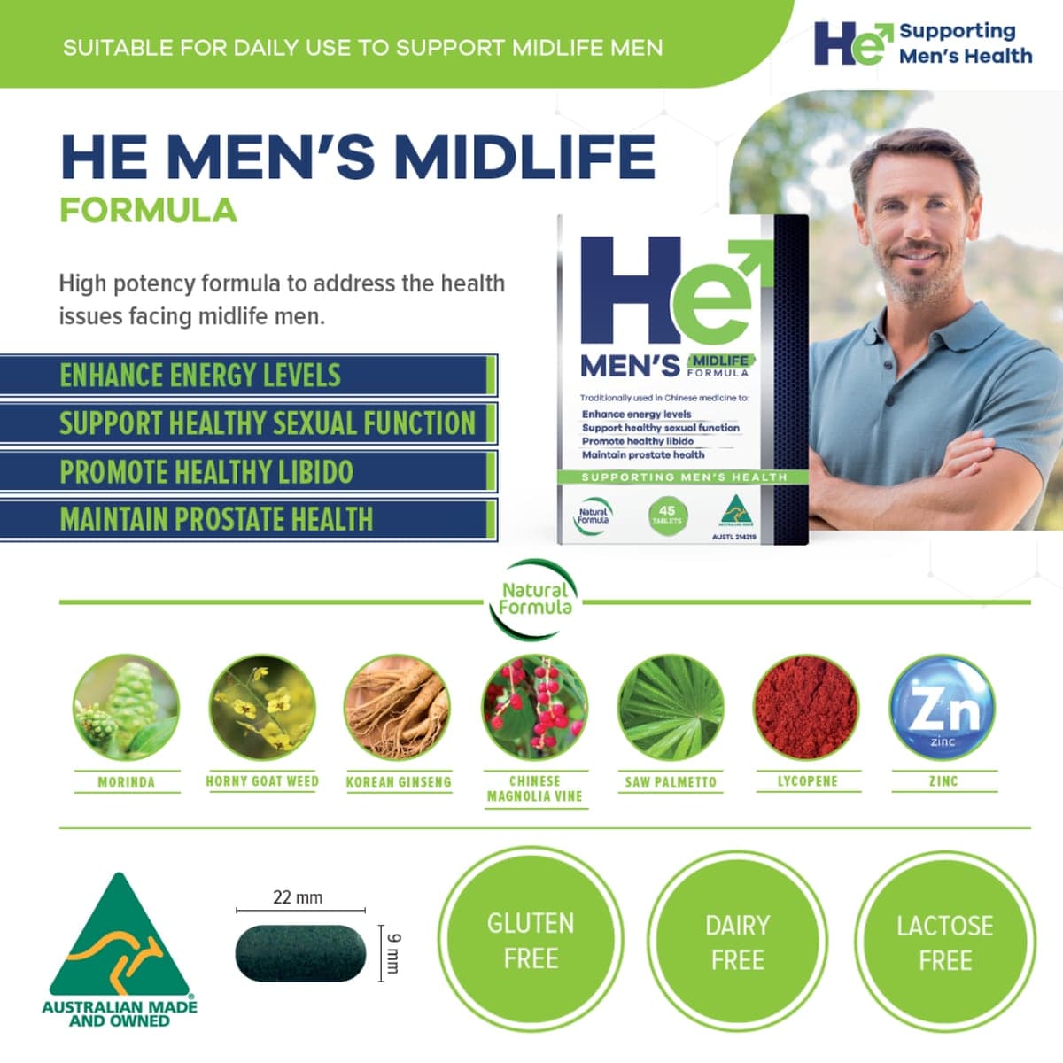 Thumbnail HE Men's Midlife Formula 45 Tablets
