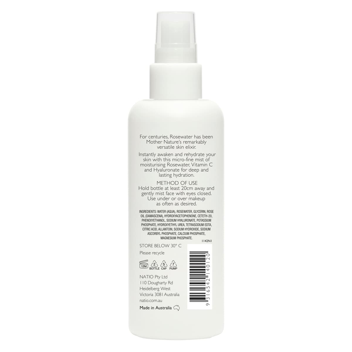 Thumbnail Natio Rosewater Mineral Face Mist 200ml