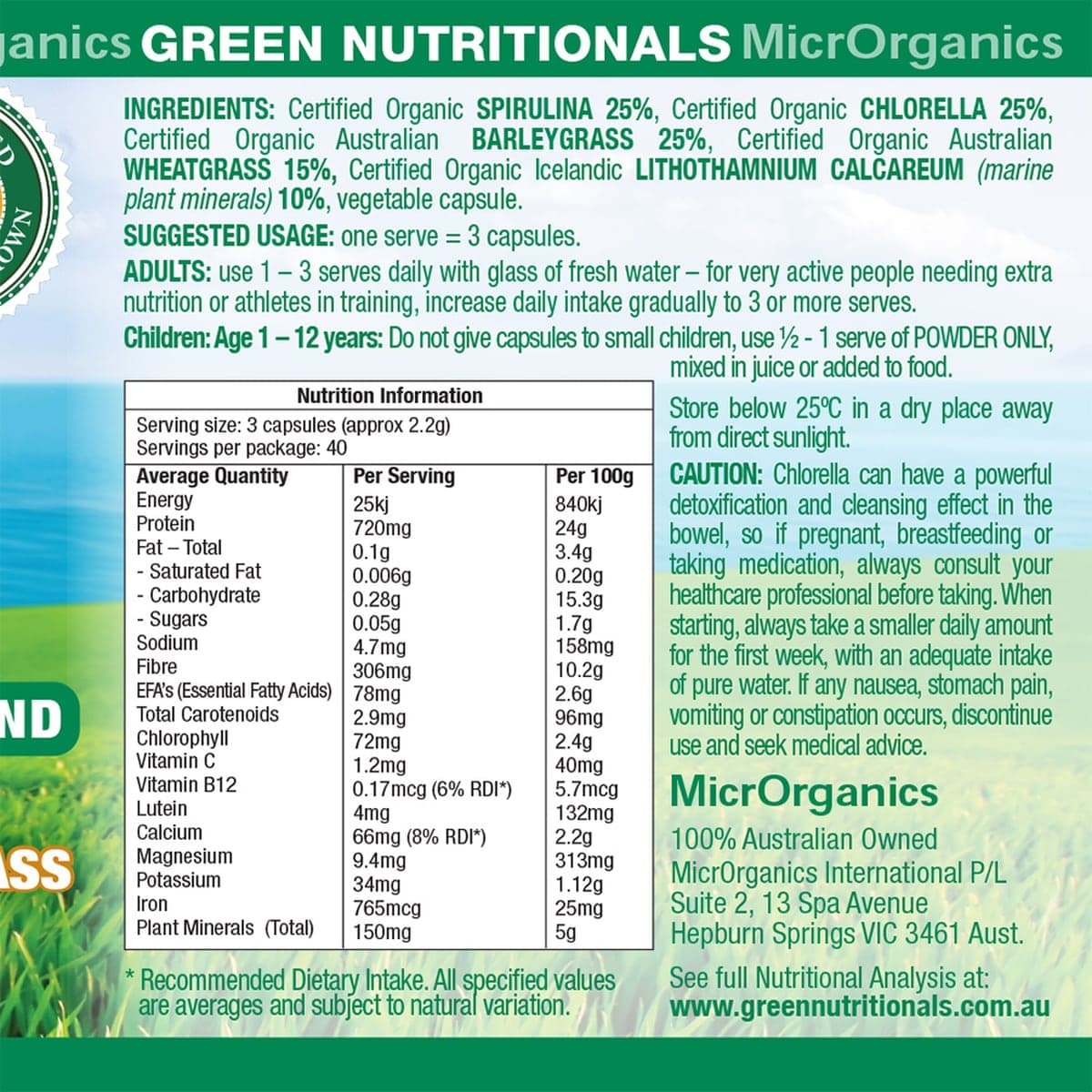 Thumbnail Green Nutritionals Green Superfoods 120 Vegan Caps