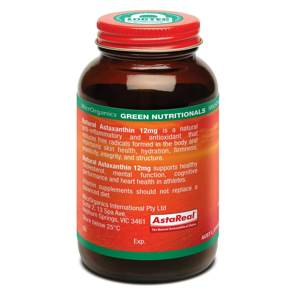 Thumbnail Green Nutritionals Natural Astaxanthin 12mg 60 Vegan Caps