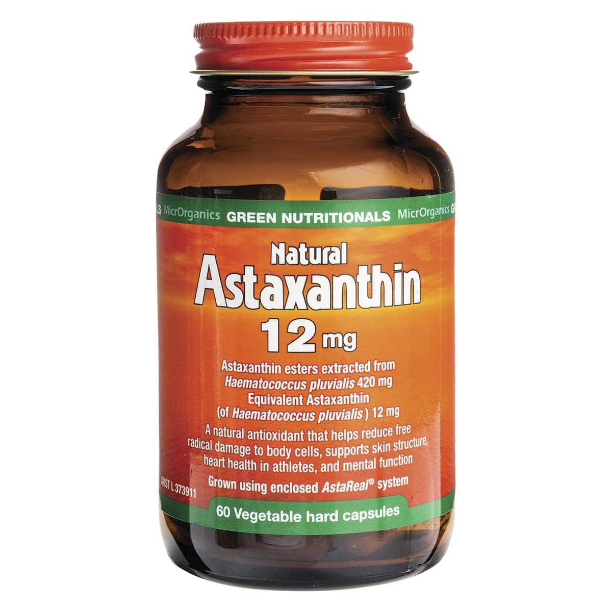 Thumbnail Green Nutritionals Natural Astaxanthin 12mg 60 Vegan Caps