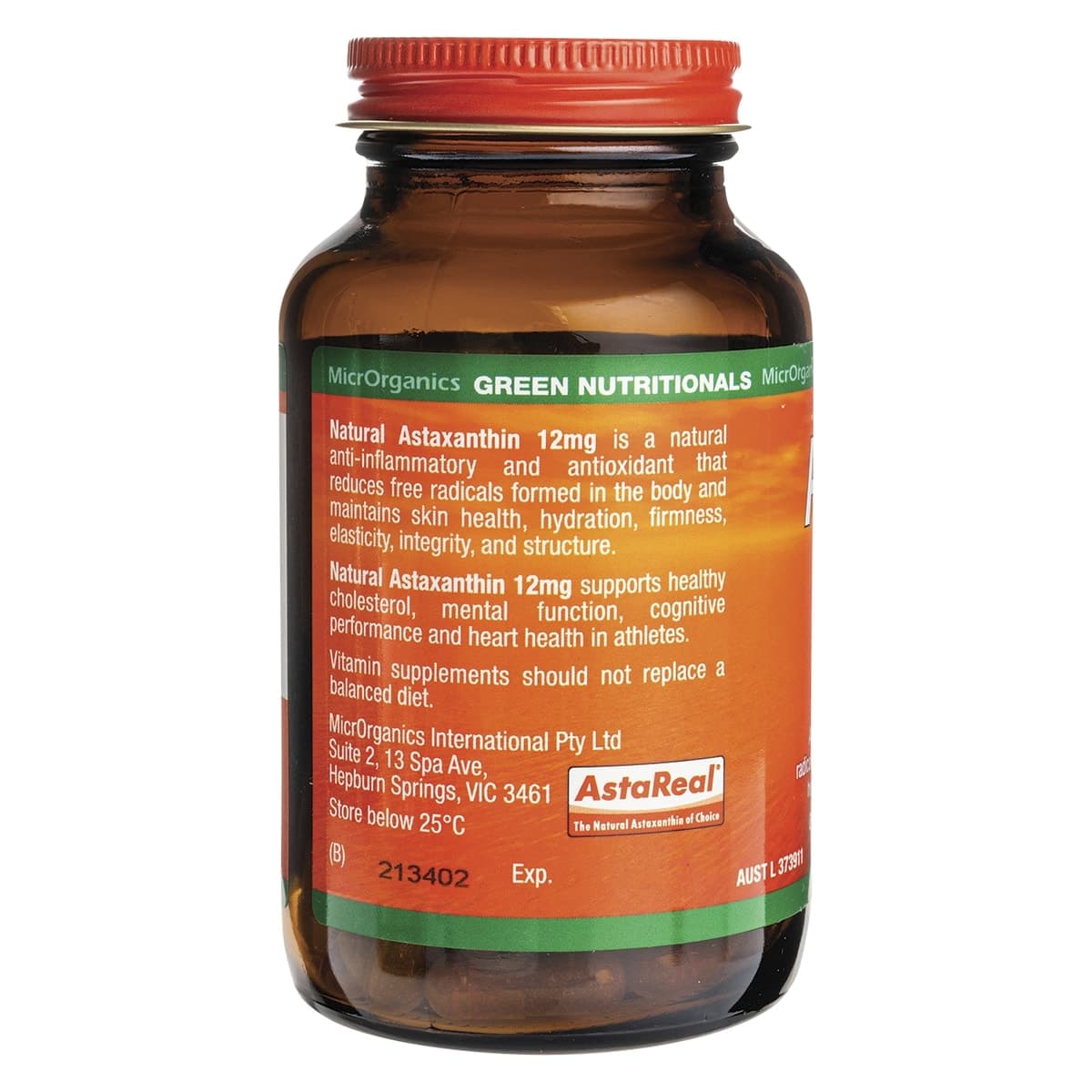 Thumbnail Green Nutritionals Natural Astaxanthin 12mg 60 Vegan Caps