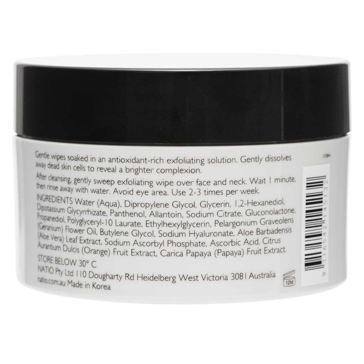 Thumbnail Natio Treatments Radiant Skin Exfoliating Wipes 30 Wipes