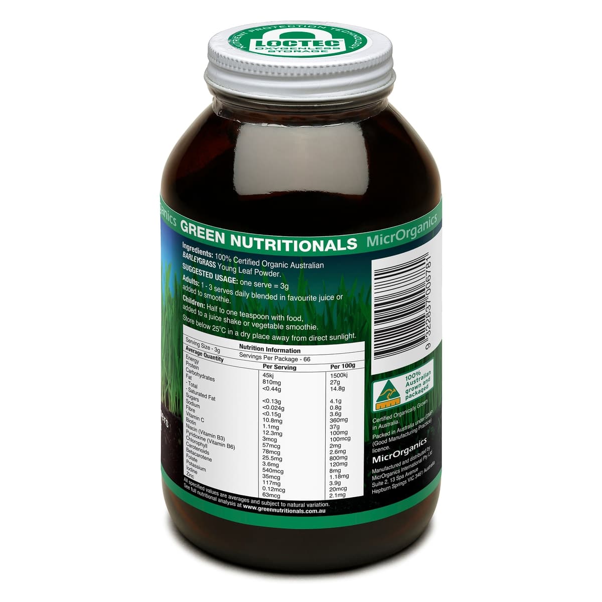 Thumbnail Green Nutritionals 100% Organic Australian Barley Grass 200g