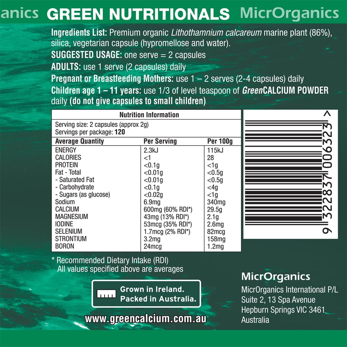Thumbnail Green Nutritionals Green Calcium 240 capsules