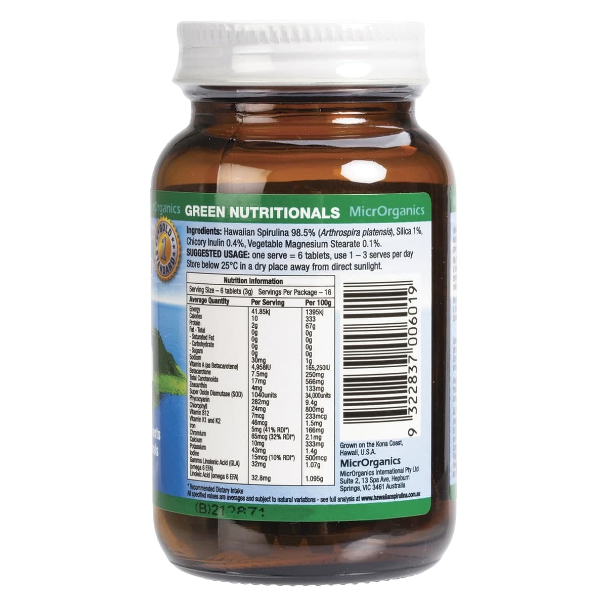 Thumbnail Green Nutritionals Hawaiian Pacifica Spirulina 100 Tablets