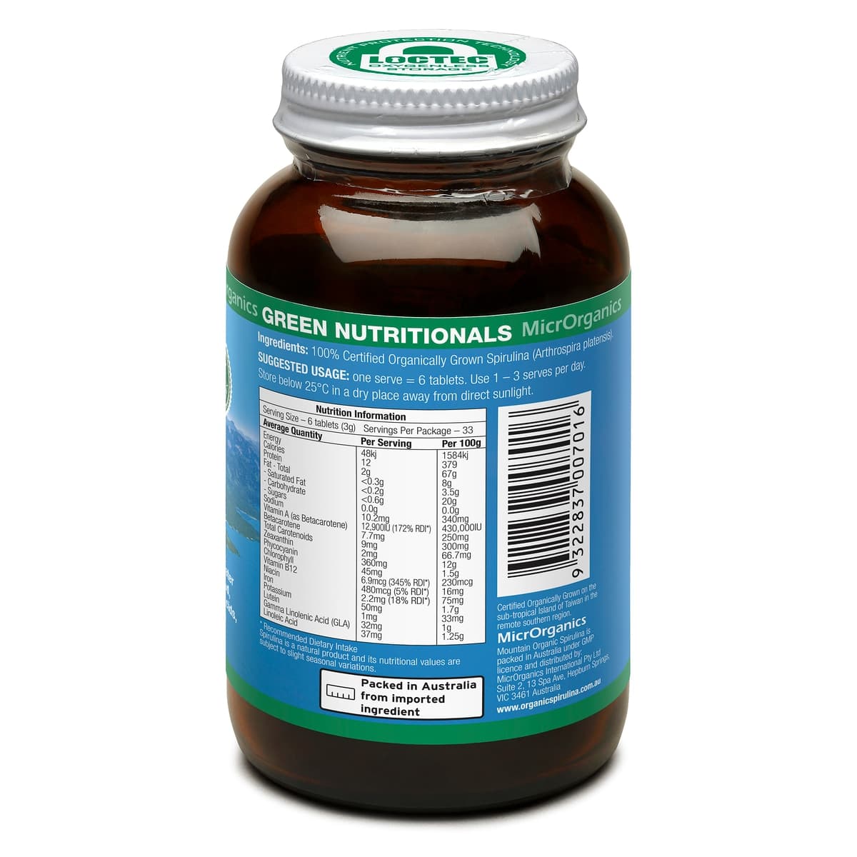 Thumbnail Green Nutritionals Mountain Organic Spirulina 200 Tablets