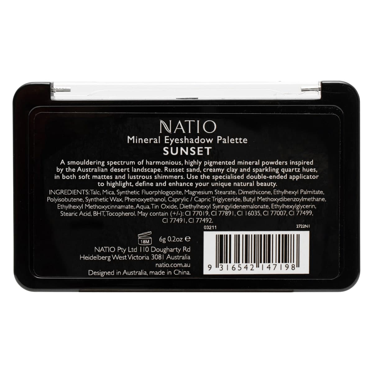 Thumbnail Natio Mineral Eyeshadow Palette Sunset 6g 1Pack