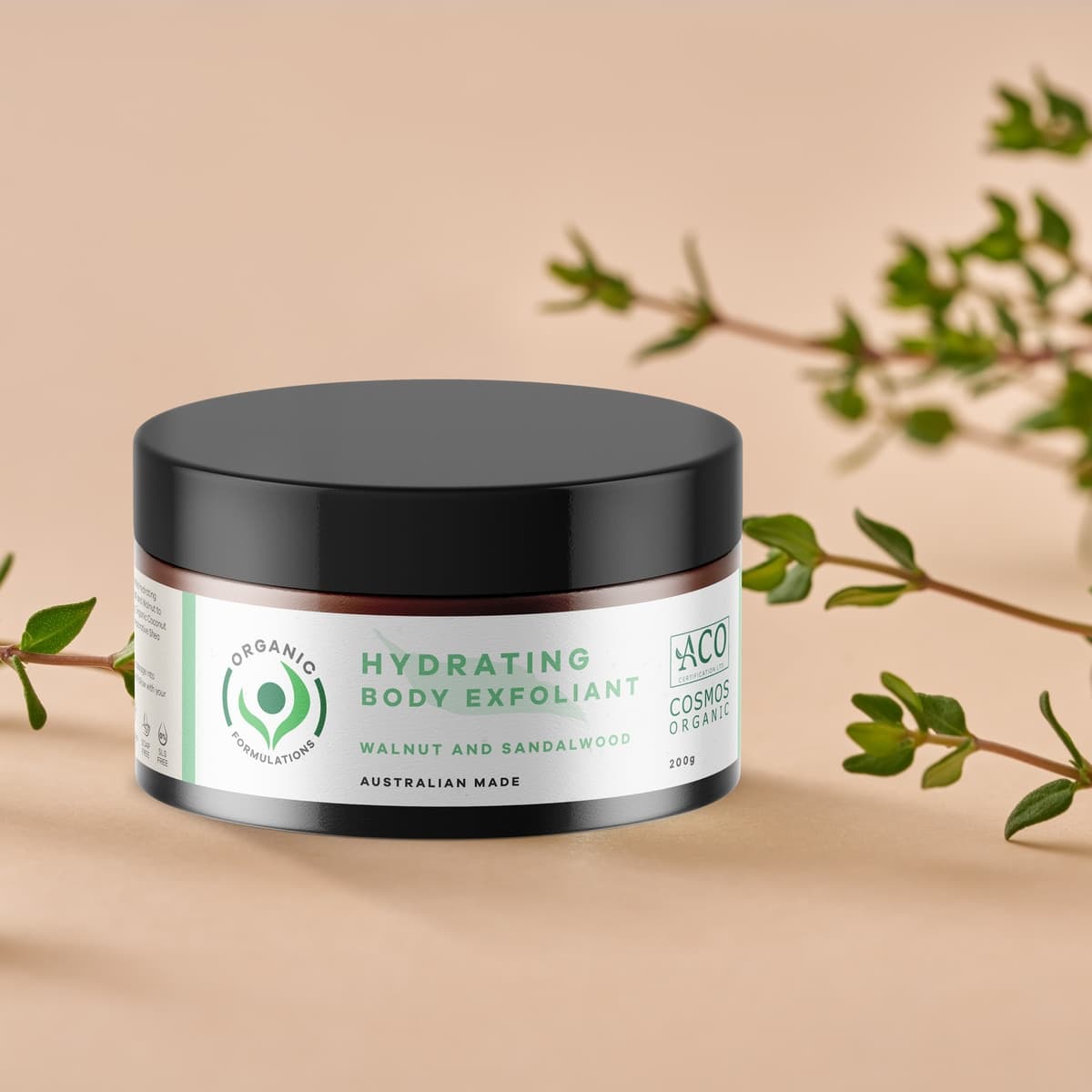 Thumbnail Organic Formulations Hydrating Body Exfoliant with Walnut & Sandalwood 200g