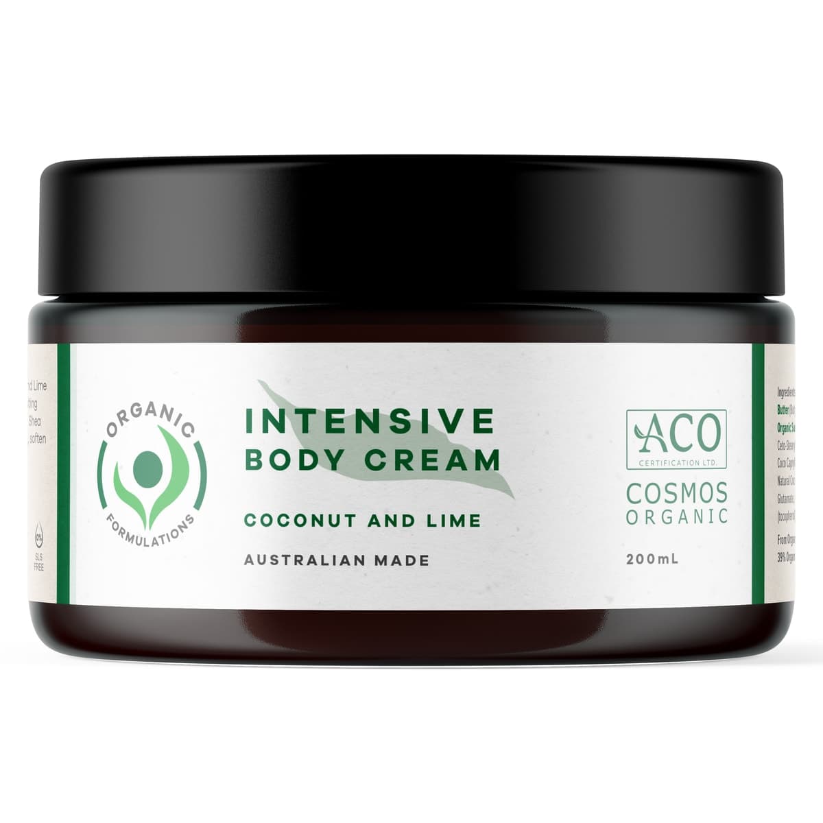 Thumbnail Organic Formulations Intensive Body Cream with Coconut & Lime 200ml