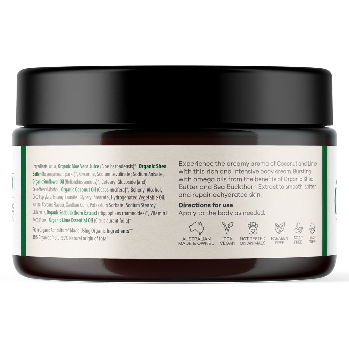 Thumbnail Organic Formulations Intensive Body Cream with Coconut & Lime 200ml