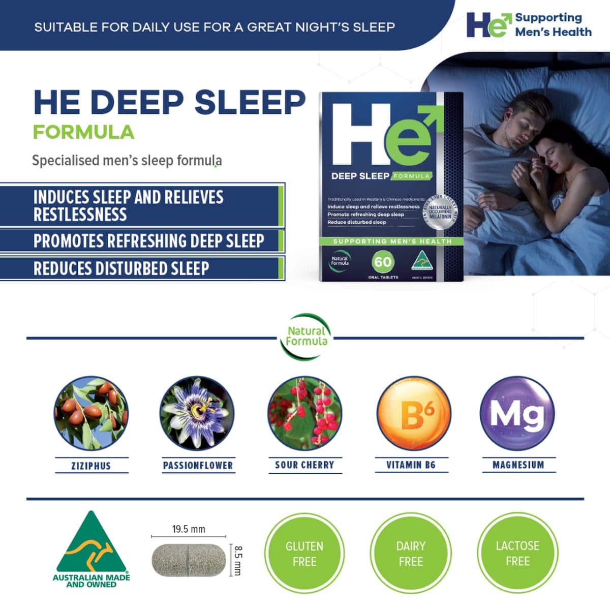 Thumbnail HE Men's Deep Sleep Formula 60 Tablets