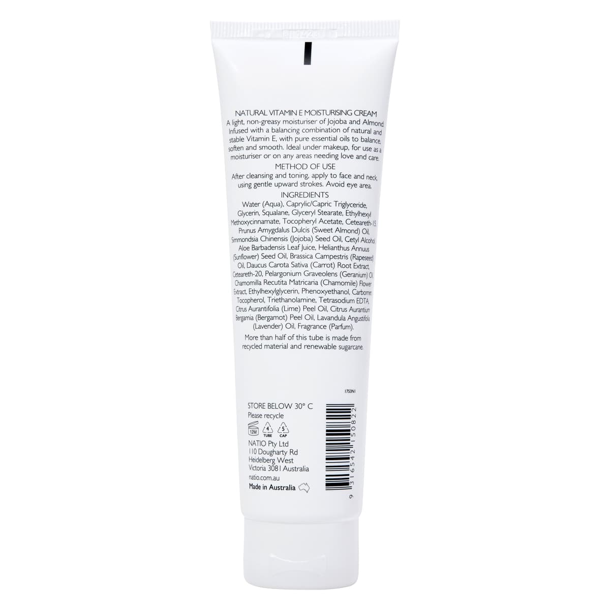 Thumbnail Natio Aromatherapy Natural Vitamin E Moisturising Cream 100ml
