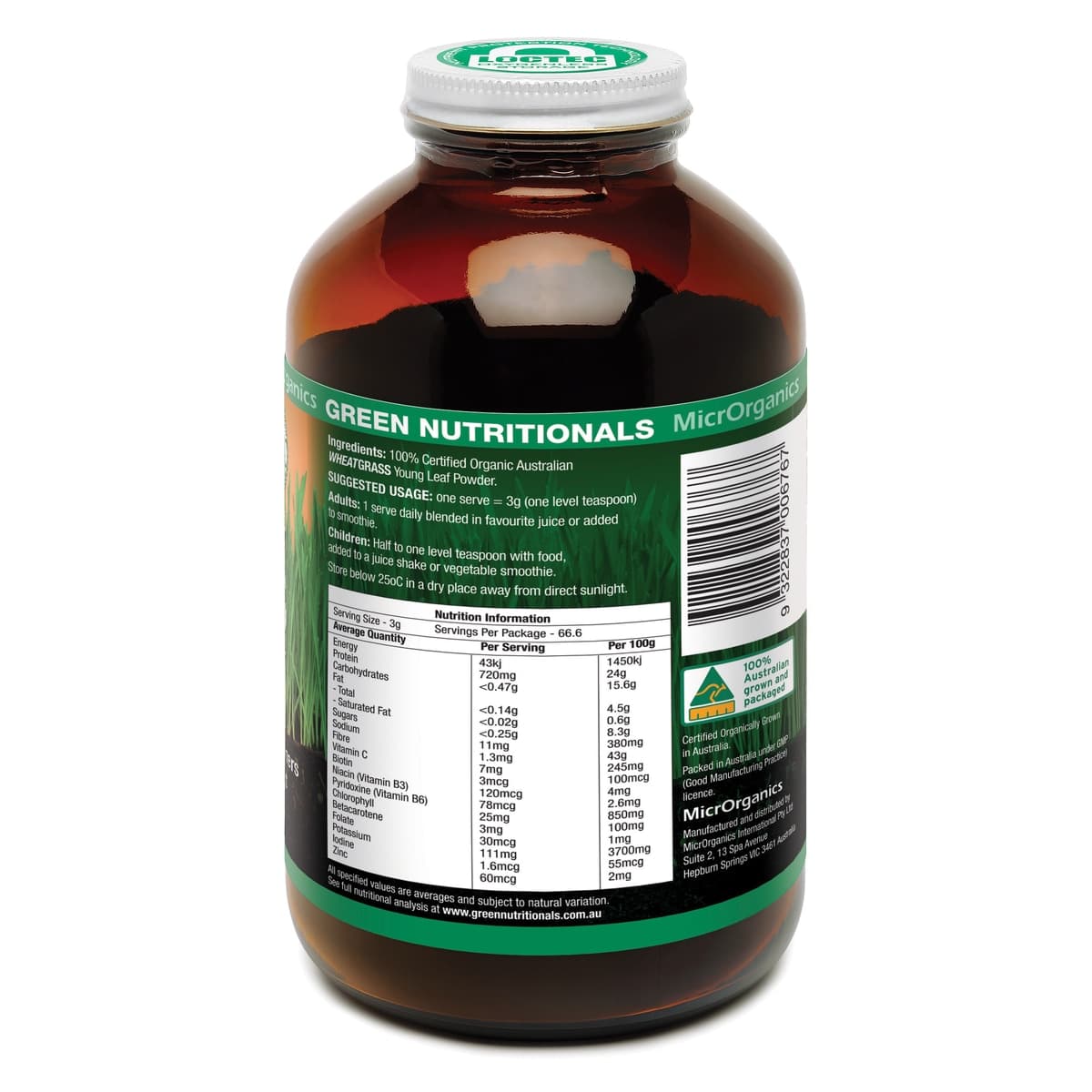 Thumbnail Green Nutritionals Australian 100% Organic Wheatgrass Powder 200g