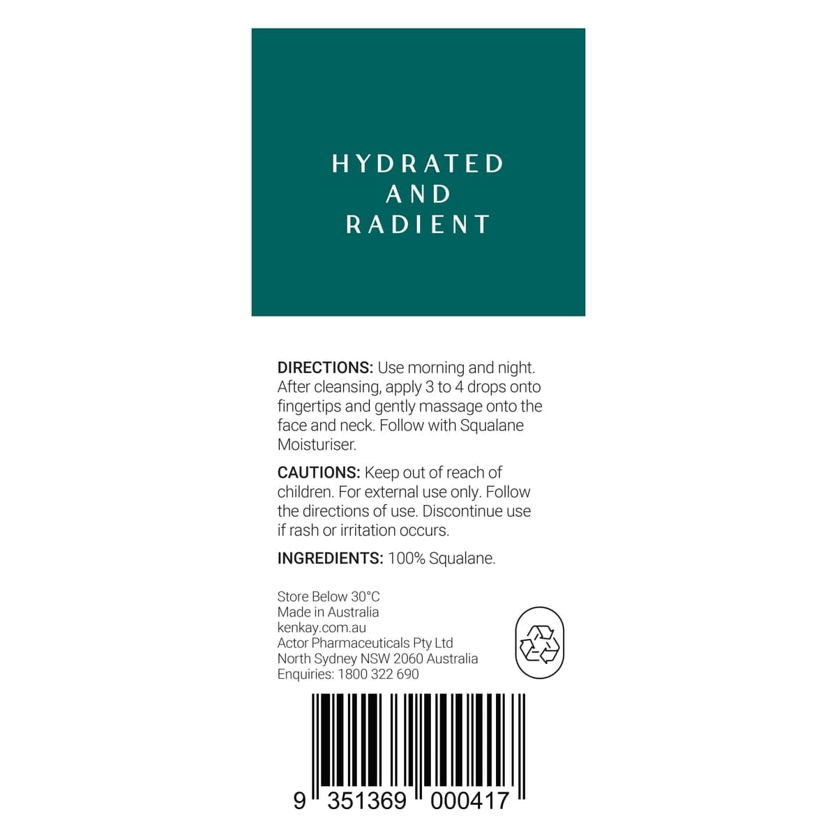 Thumbnail Kenkay Dry Skin Therapy 100% Squalane Facial Serum 30ml