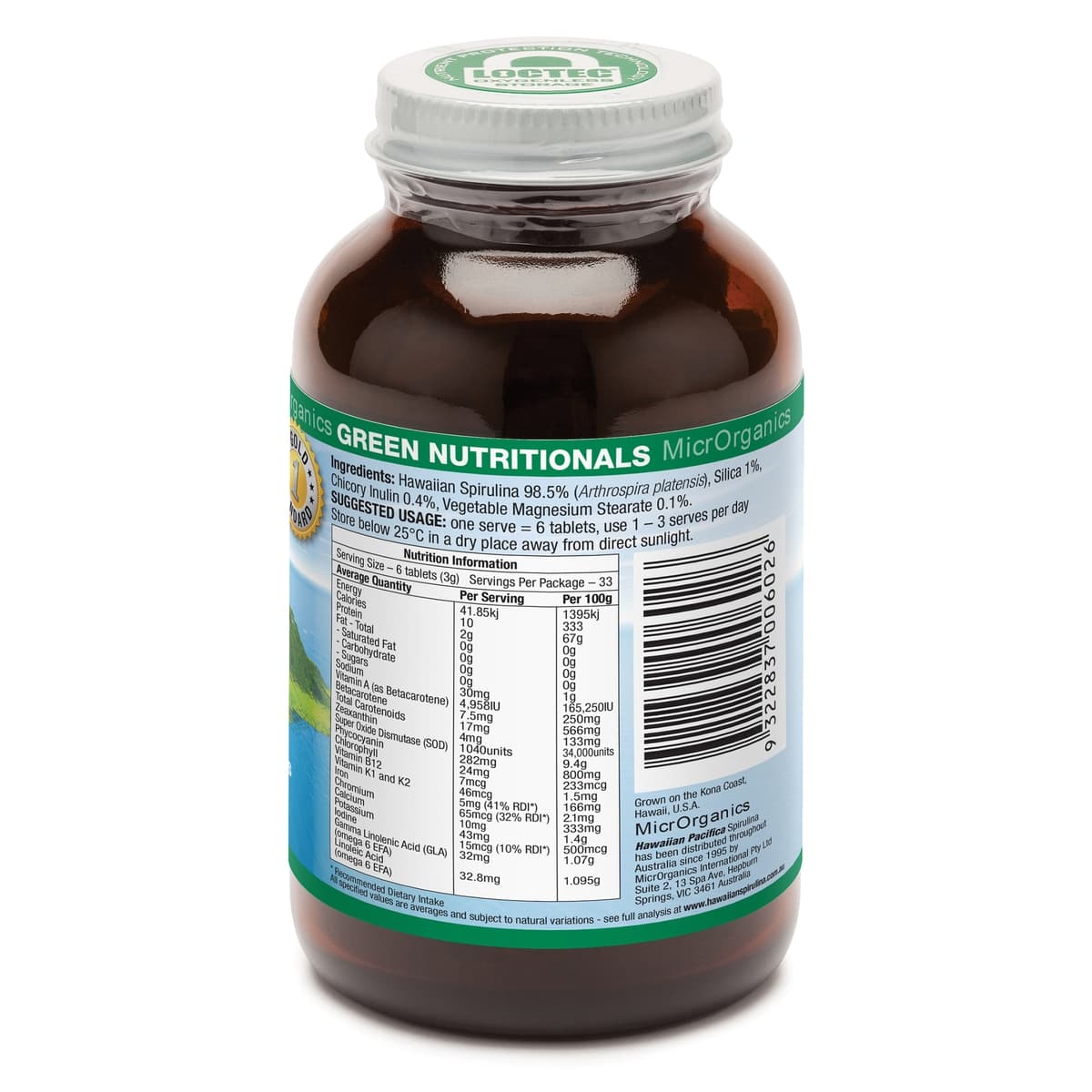 Thumbnail Green Nutritionals Hawaiian Pacifica Spirulina 200 Tablets