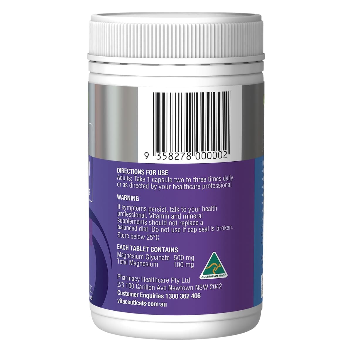 Thumbnail Vitaceuticals MagZorb Magnesium Glycinate 500mg 100 Capsules
