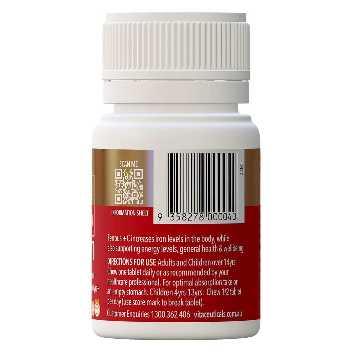Thumbnail Vitaceuticals Ferrous + C Iron Supplement 30 Chewable Tablets