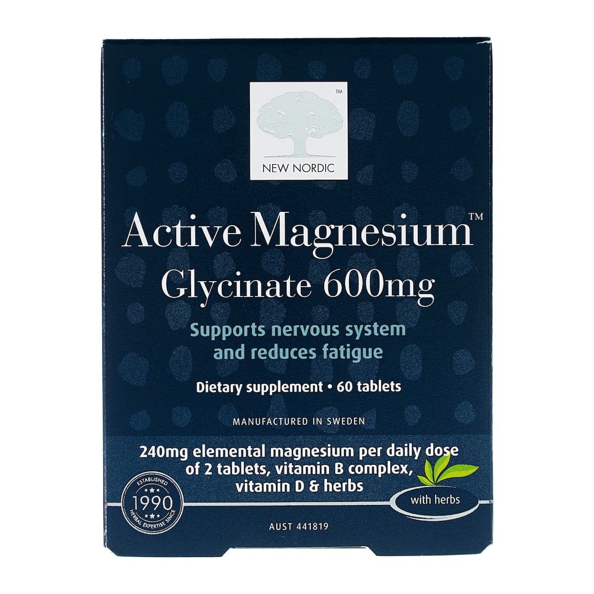 Thumbnail New Nordic Active Magnesium Glycinate 600mg 60 Tablets