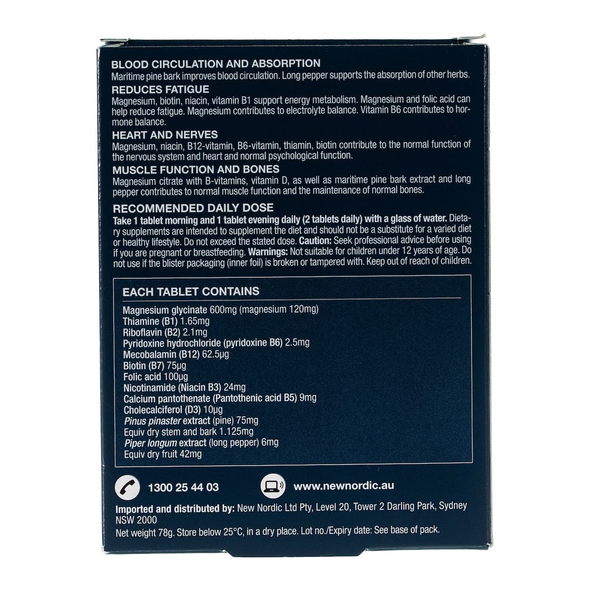 Thumbnail New Nordic Active Magnesium Glycinate 600mg 60 Tablets