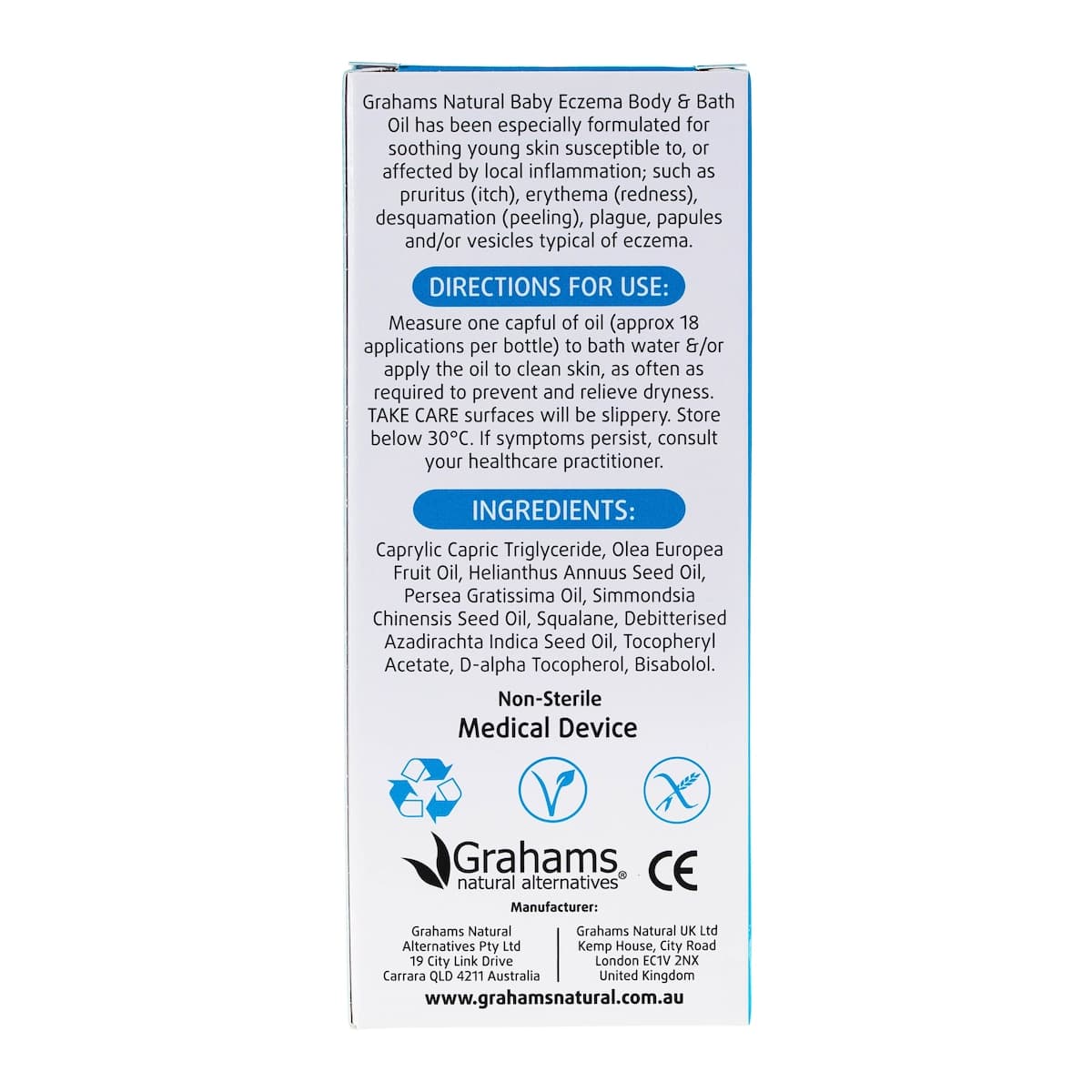Thumbnail Grahams Natural Baby Eczema Body & Bath Oil 100ml