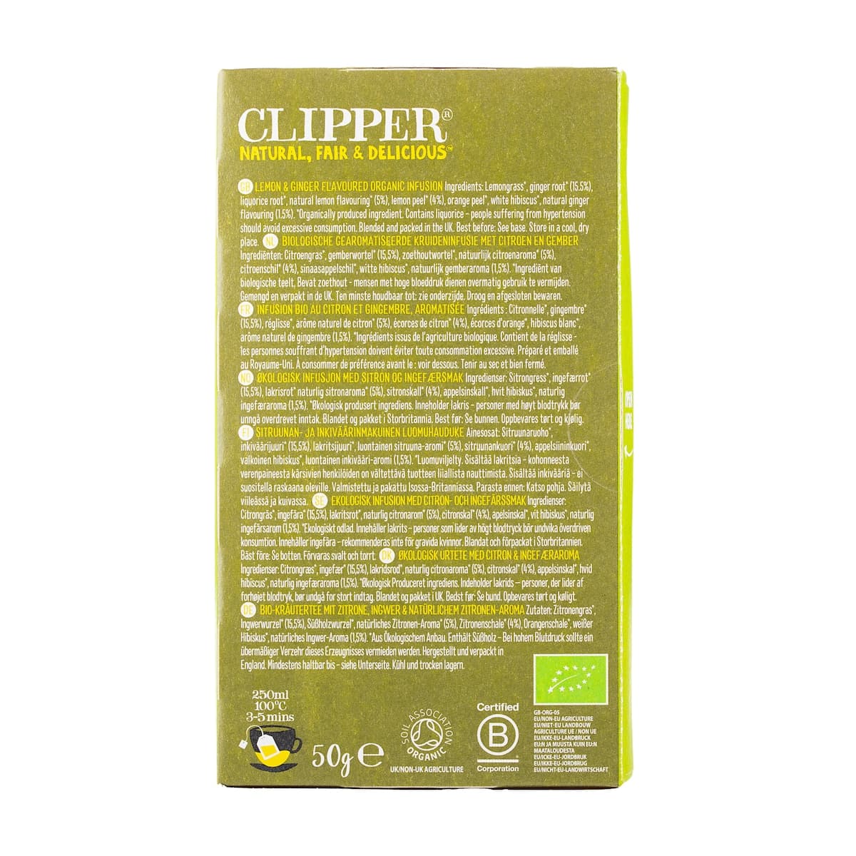 Thumbnail Clipper Lemon & Ginger Infusion Tea 20 Tea Bags