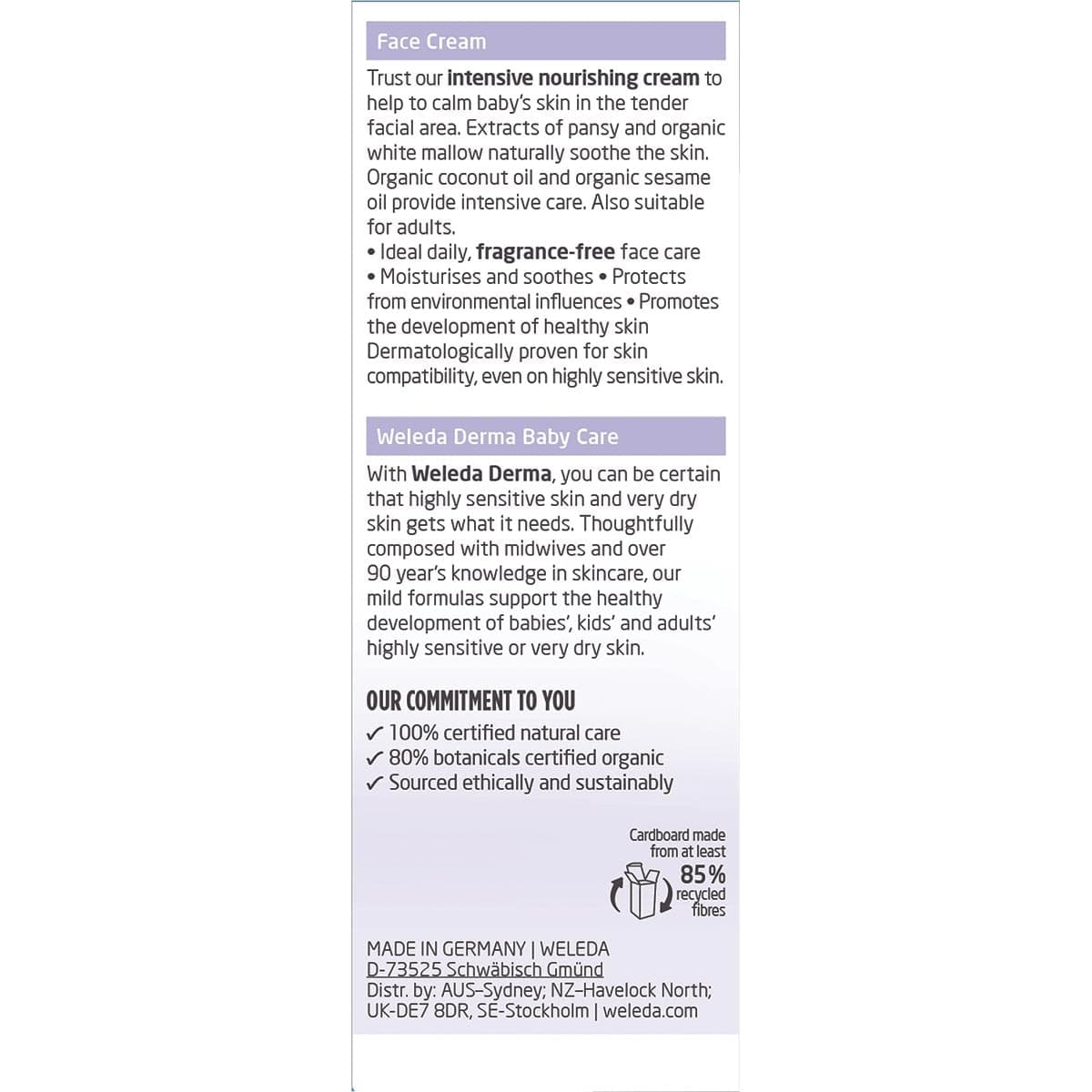 Thumbnail Weleda Baby Derma White Mallow Facial Cream 50ml