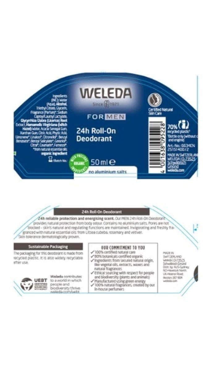 Thumbnail Weleda Men 24h Roll-on Deodorant 50ml