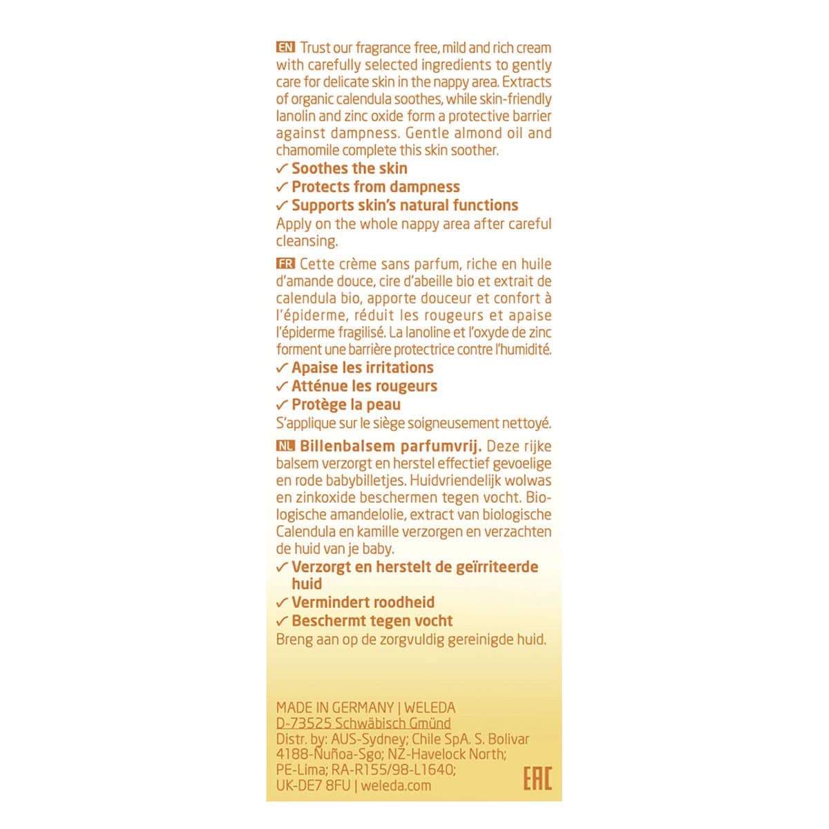 Thumbnail Weleda Baby Calendula Nappy Change Cream Fragrance free 75ml