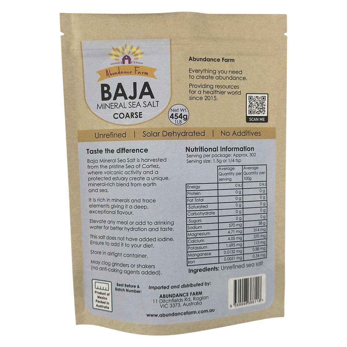 Thumbnail Abundance Farm Baja Mineral Sea Salt Coarse 454g