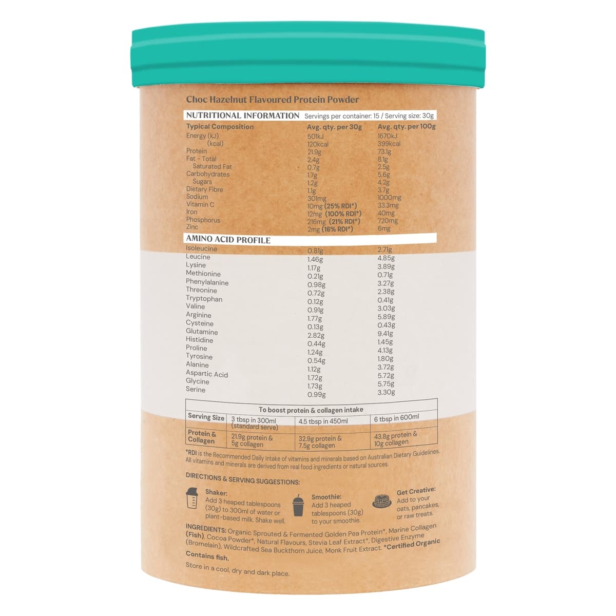 Thumbnail Amazonia Raw Protein Collagen Plus Choc Hazelnut 450g