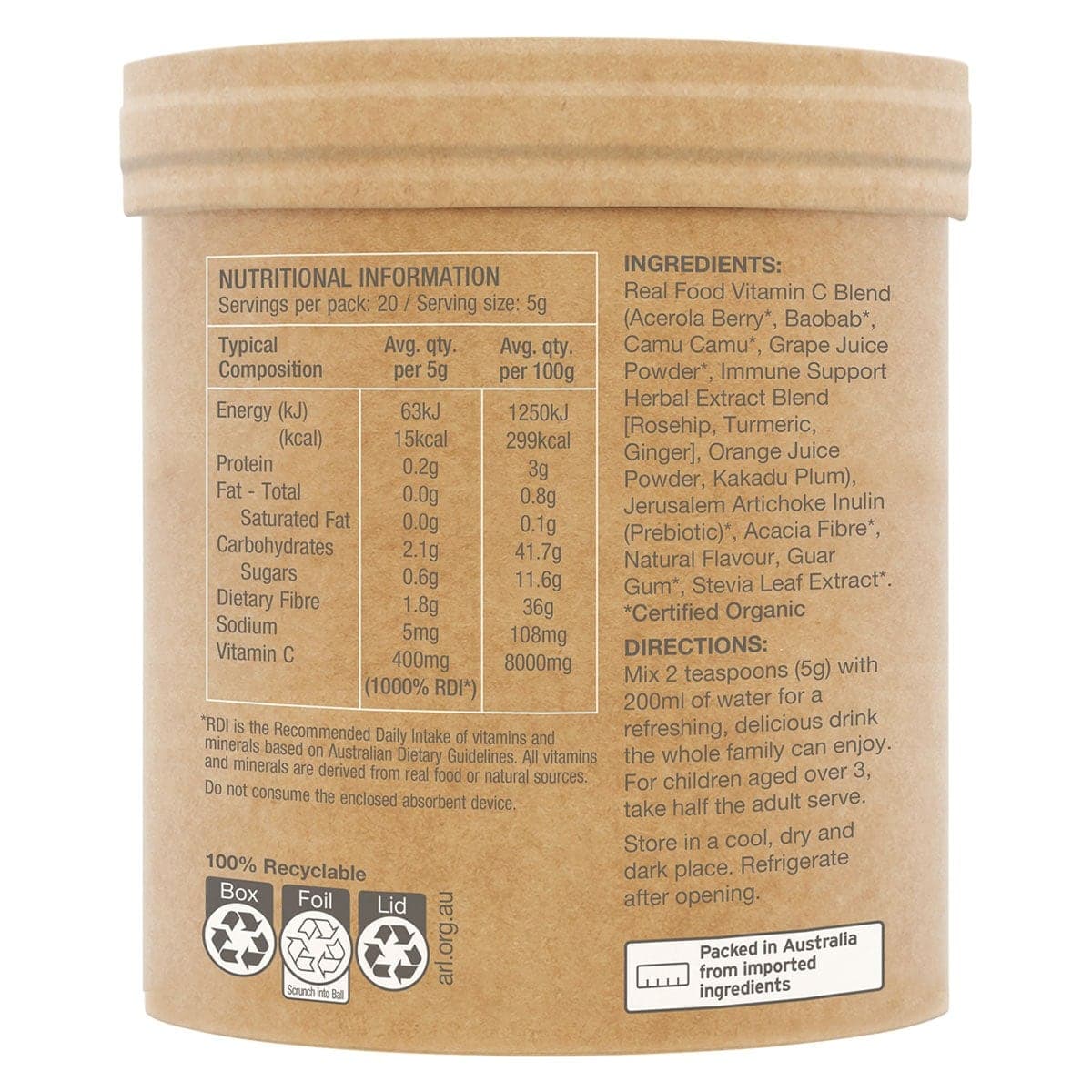 Thumbnail Amazonia Raw Organic Vitamin C Powder Passionfruit 100g