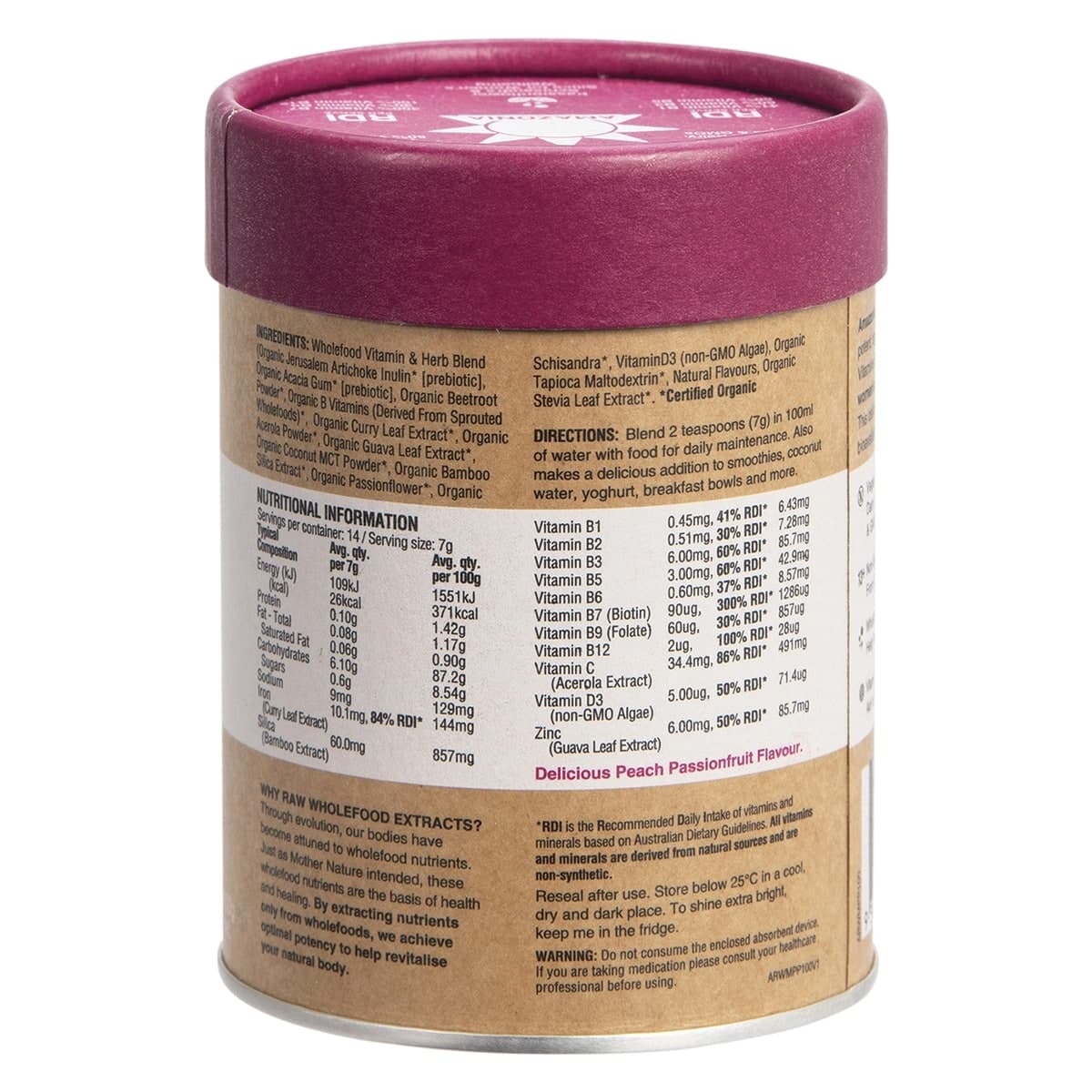 Thumbnail Amazonia Raw Wholefood Extracts Women's Multi Peach Passionfruit 100g