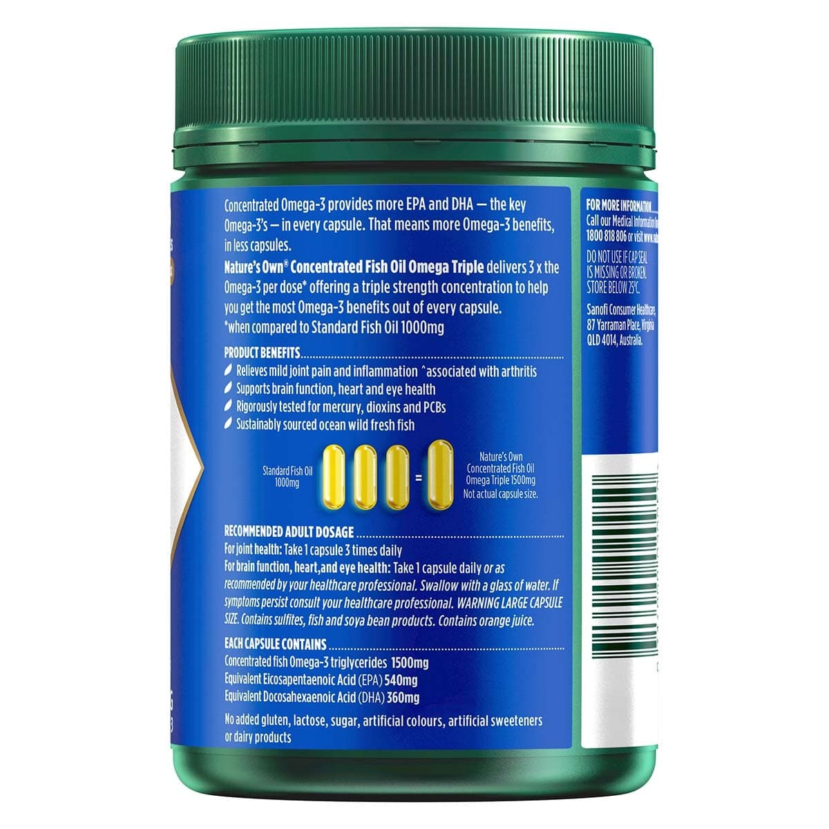 Thumbnail Natures Own Triple Strength Concentrated Fish Oil Omega 180 Capsules