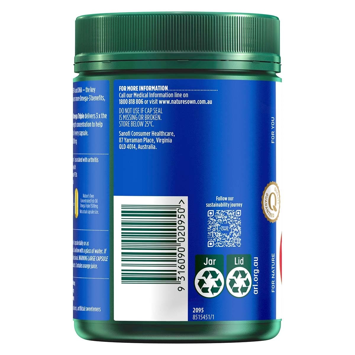 Thumbnail Natures Own Triple Strength Concentrated Fish Oil Omega 180 Capsules